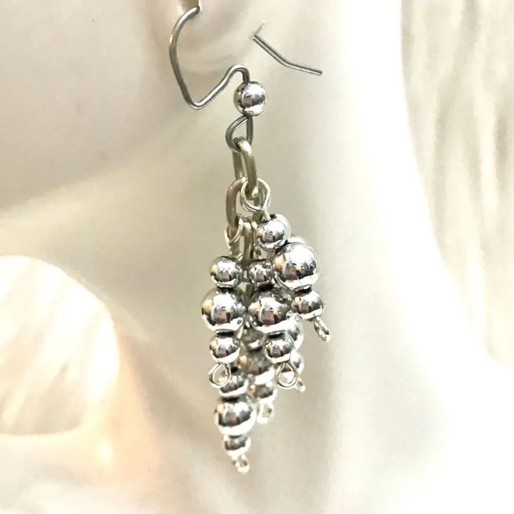 Silver Beaded Earrings - Picture 3 of 3